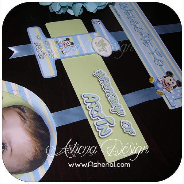 آویز خوش آمد گویی (welcome) با طرح تم یک سالگی میکی موس