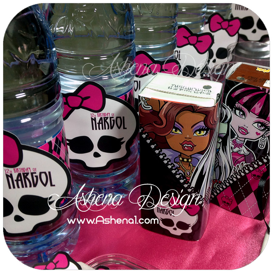 دورپیچ آبمیوه با طرح تم مانستر های(monster high) 