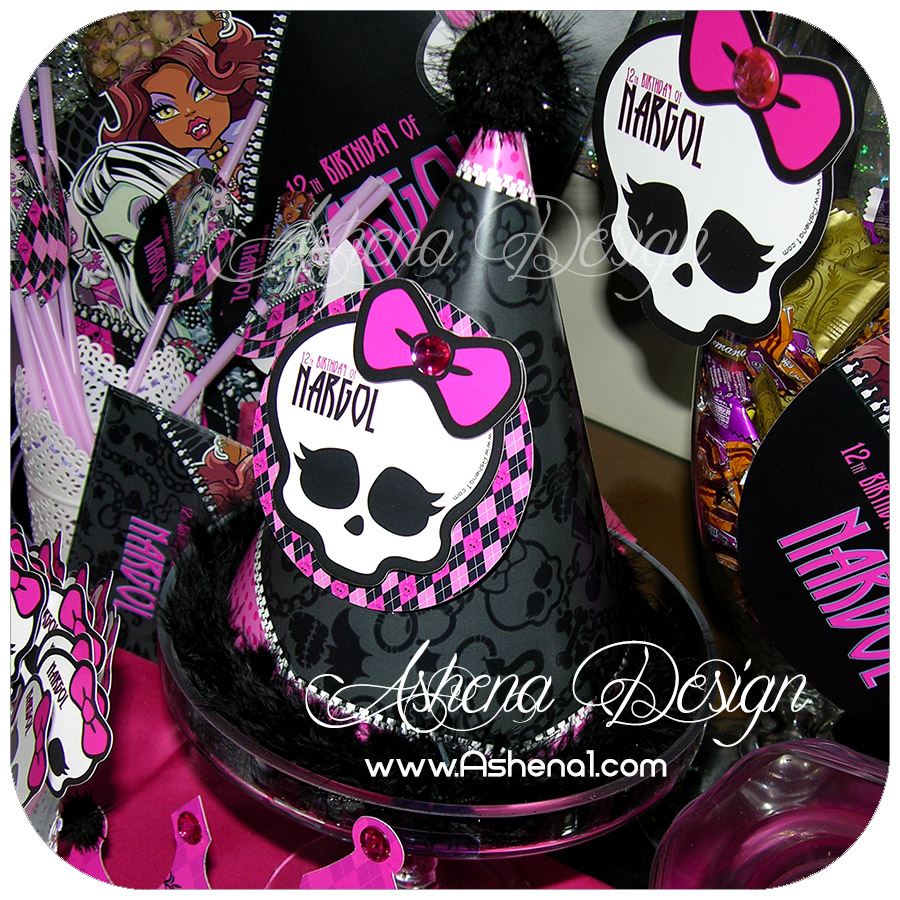کلاه تولد با طراحی تم مانستر های(monster high)