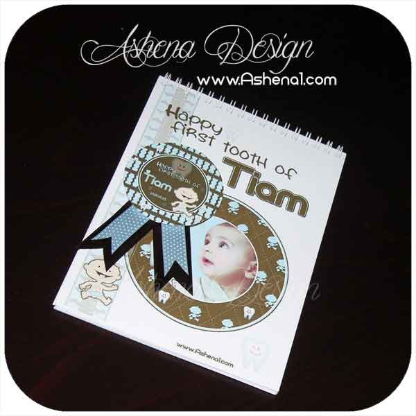 دفتر یادگاری جشن دندونی قهوه ای و آبی