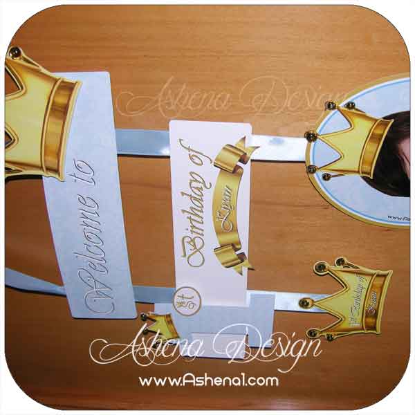 آویز خوش آمد گویی (welcome) با طرح تم تاج طلایی